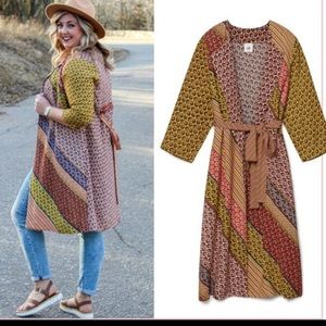 S CAbi Poet Boho Patchwork kimono duster jacket